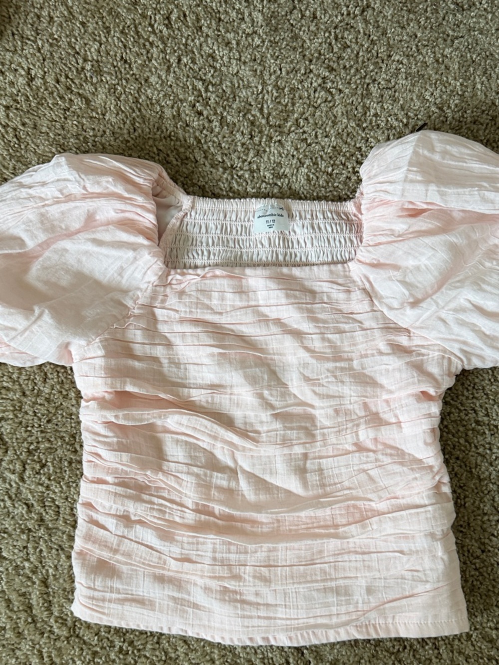 abercrombie kids Pale Pink Puff Sleeve Top